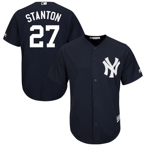 Yankees #27 Giancarlo Stanton Navy Blue New Cool Base Stitched MLB Jersey - Click Image to Close